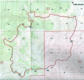 Map of area of Horse Canyon fire.