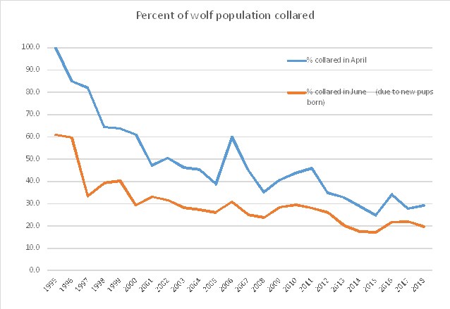figure showing percentage of wolf population collared