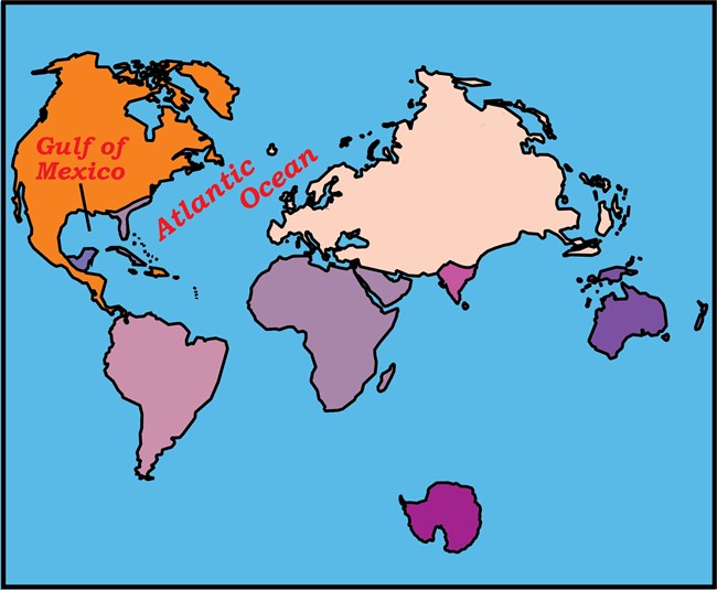 world map with atlantic ocean basin forming