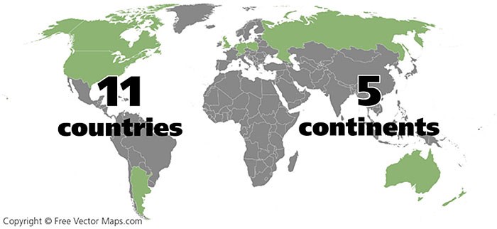 spread of junior paleontologist booklet distribution to 11 countries and 5 continents