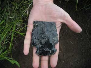 Large obsidian knife with point broken. (Doug MacDonald)