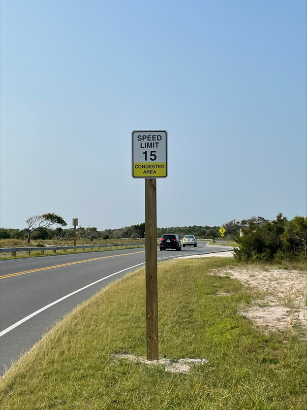 15 mph speed limit sign on Assateague Island National Seashore