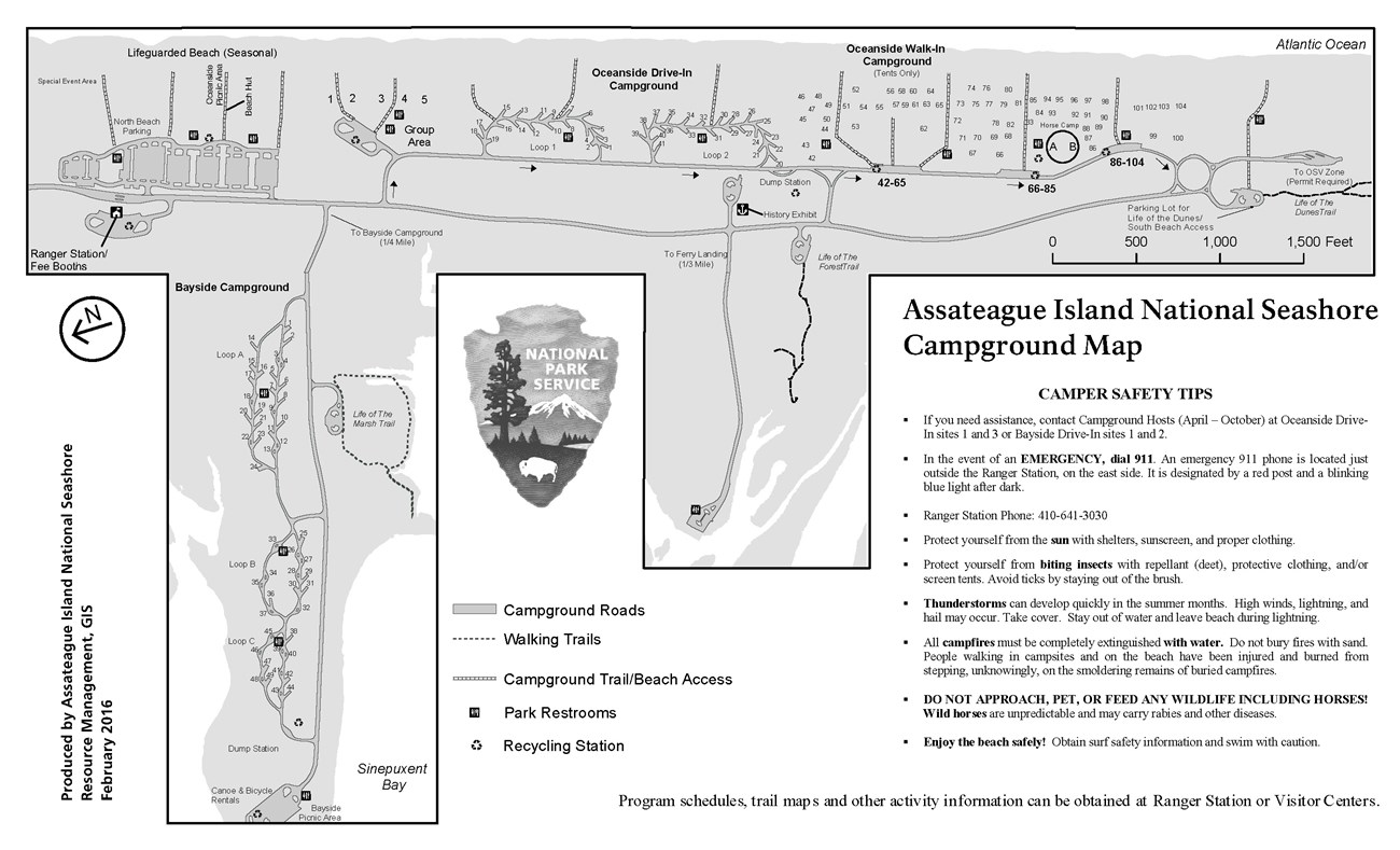 Campground maps and regulations for the Oceanside and Bayside campgrounds