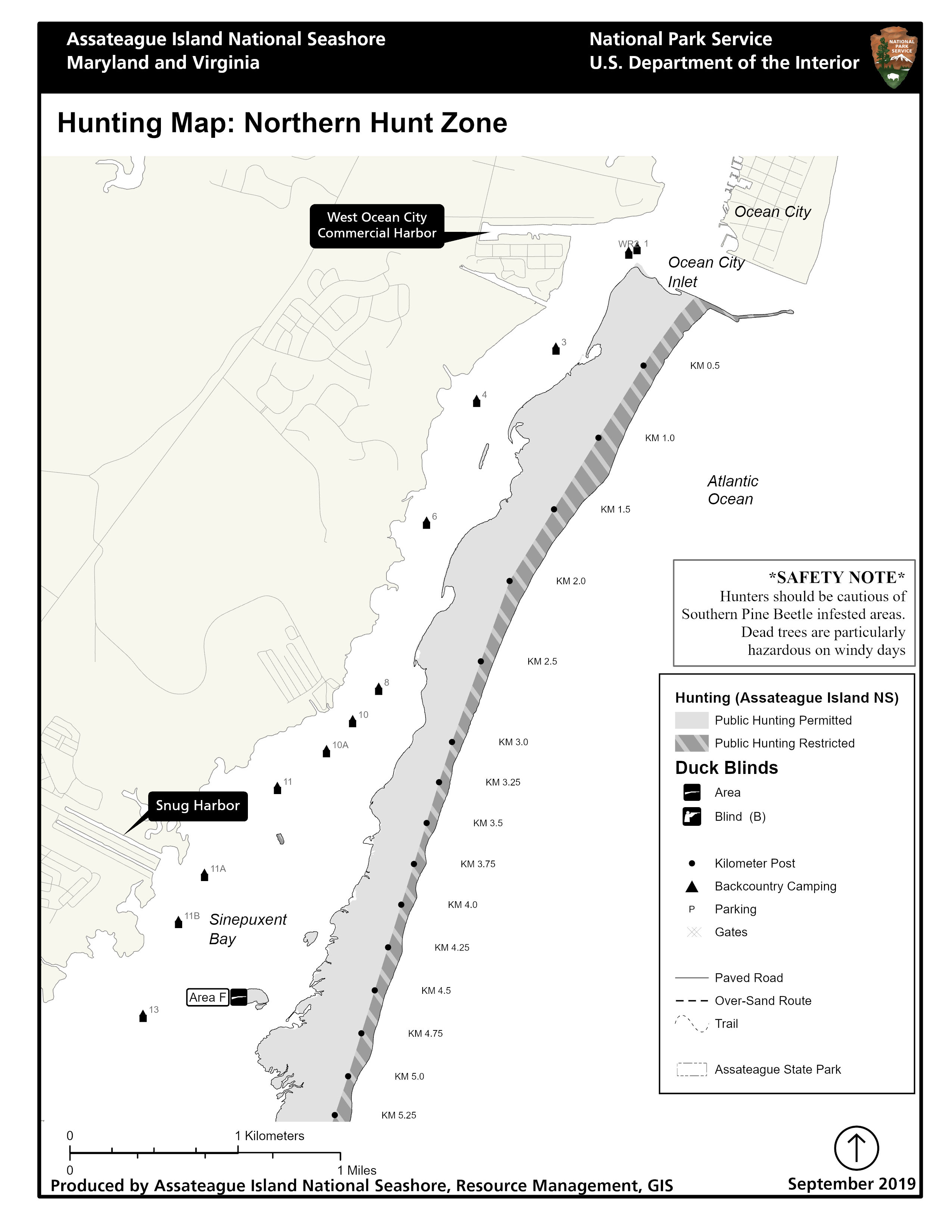 Md Dnr Blind Site Map Hunting Zones - Assateague Island National Seashore (U.s. National Park  Service)