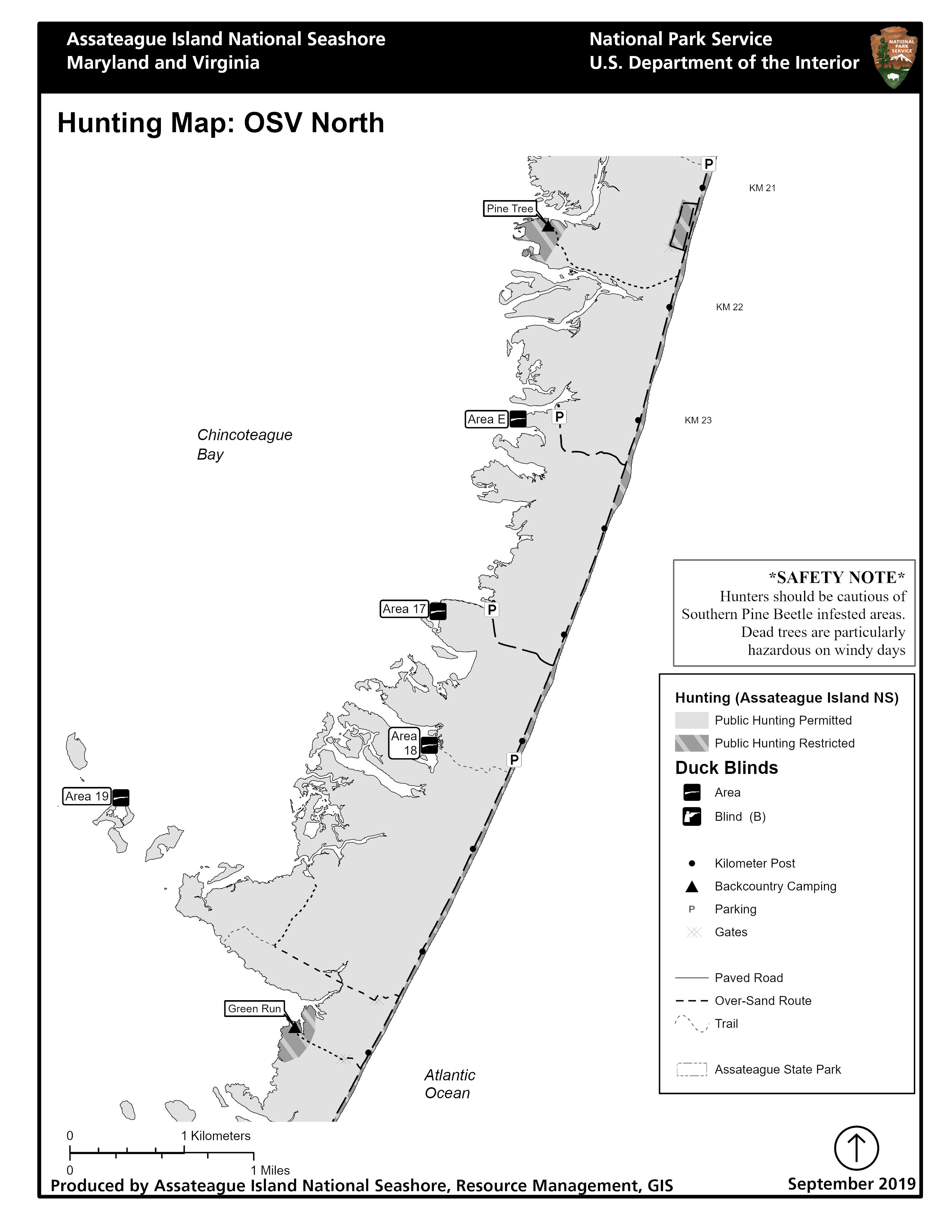 Md Dnr Blind Site Map Hunting Zones - Assateague Island National Seashore (U.s. National Park  Service)