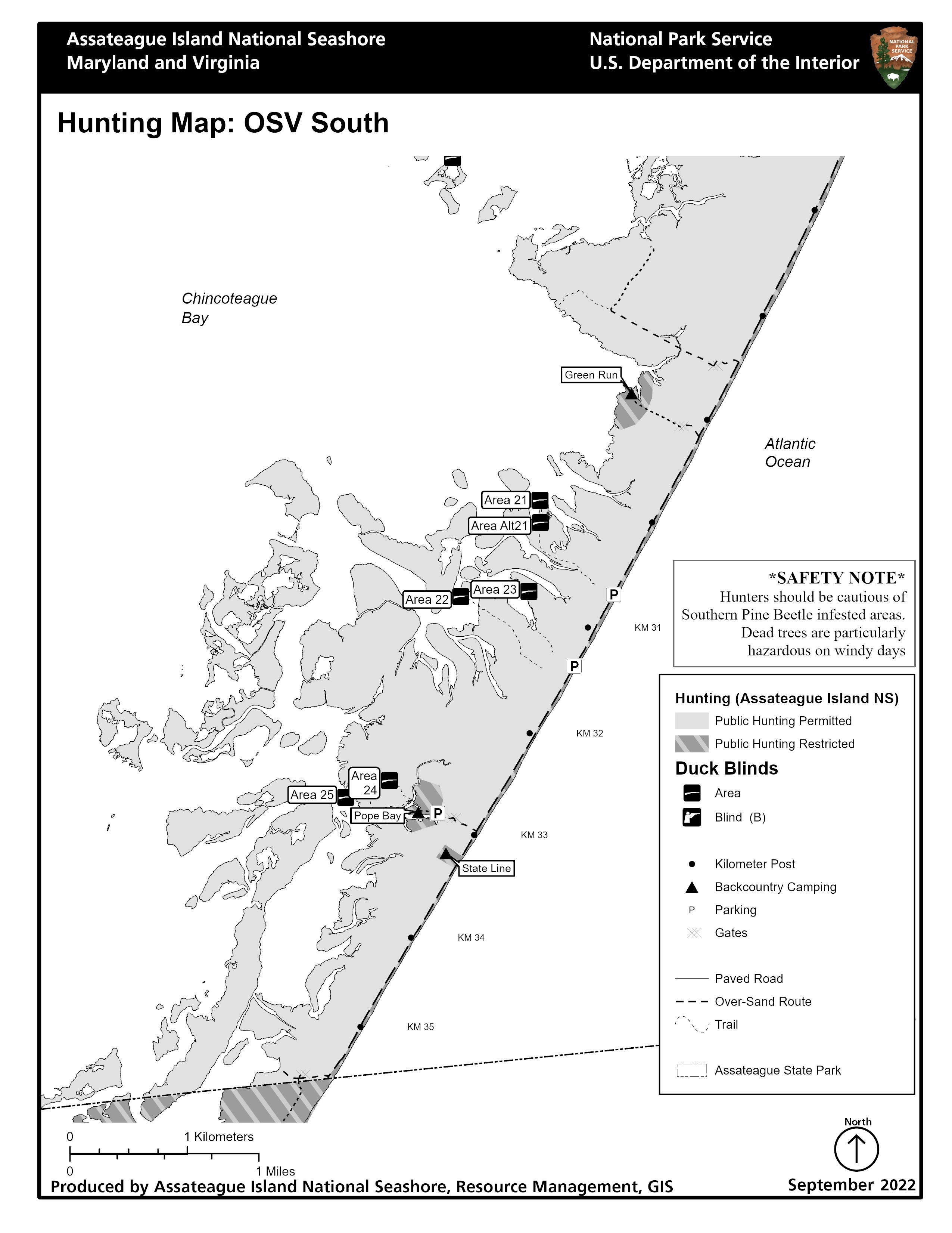 Hunting Zones Assateague Island National Seashore (U.S. National Park