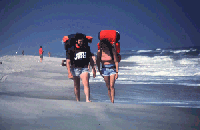 backcountry hikers on the beach, 15kb