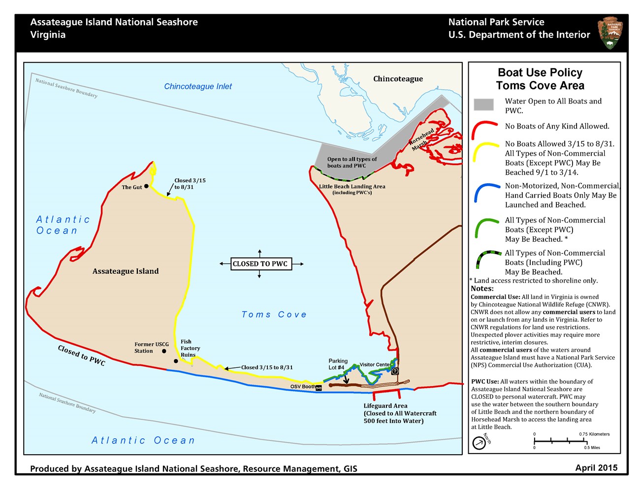 map showing motorized and non-motorized boat access in the Virginia District