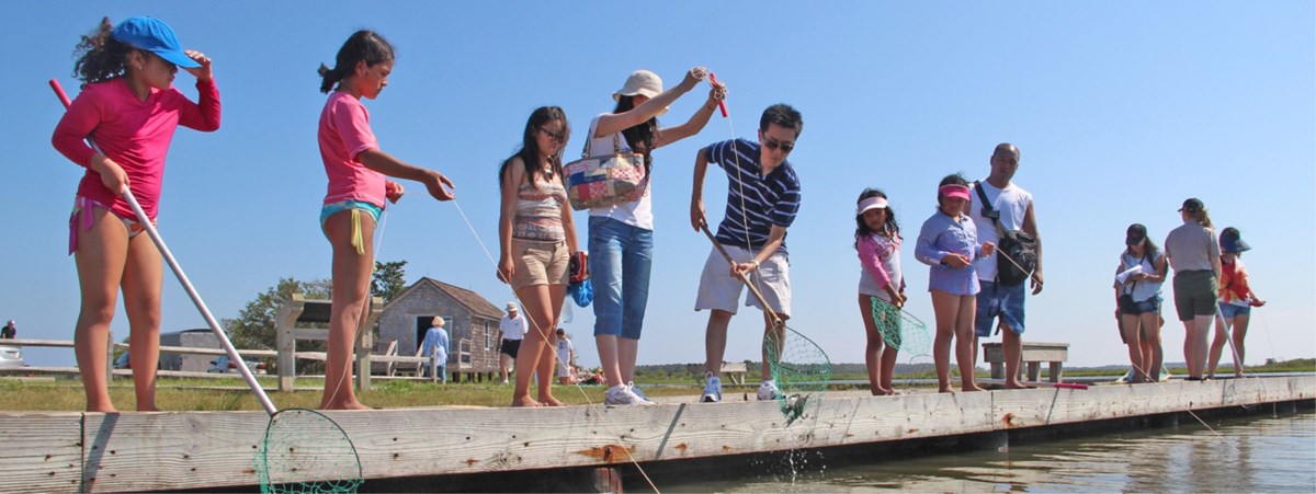 Visitors enjoying crabbing at Old Ferry Landing