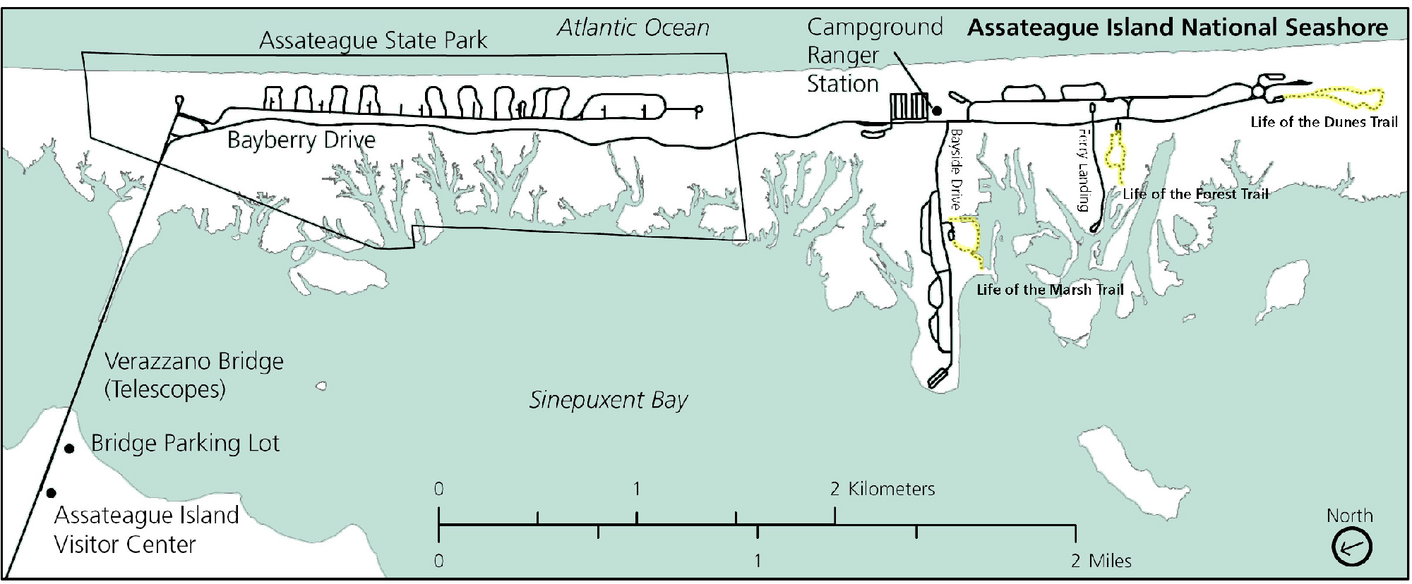 Maryland District Trail Map Assateague Island National Seashore (U.S. National Park Service)