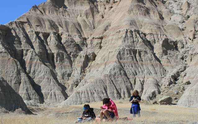 Interior School students in Badlands National Park