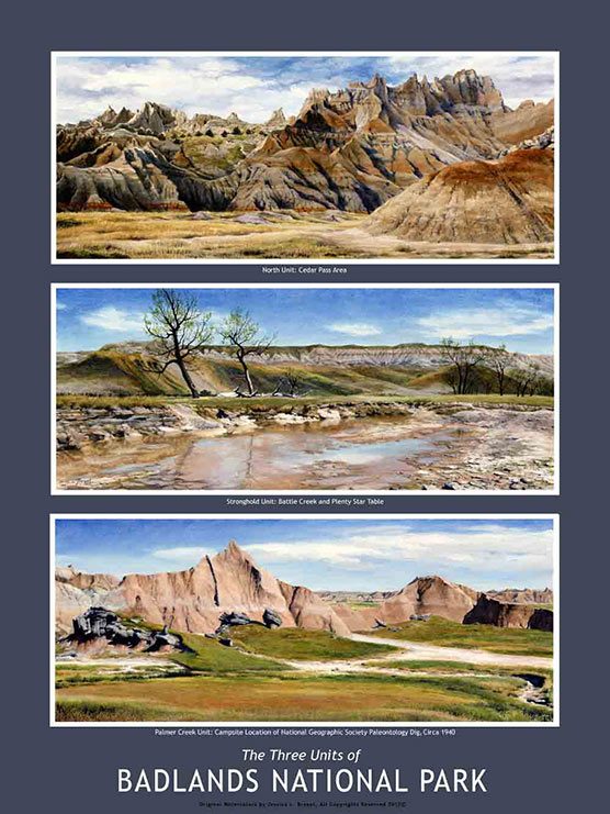 three watercolor paintings by Artist in Residence Jessica L. Bryant