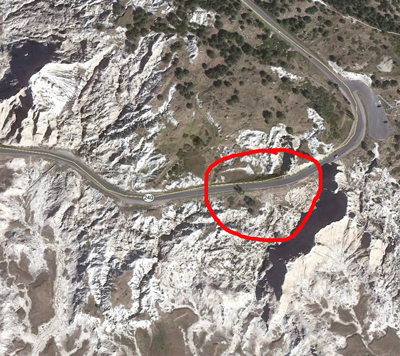 ariel view of the Cedar Pass slump