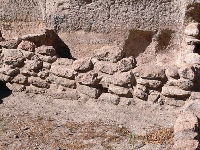 tuff block wall with mortar