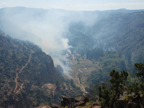 prescribed burn in Frijoles Canyon
