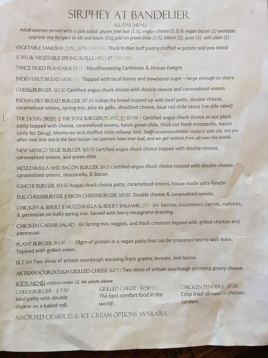 picture of a menu