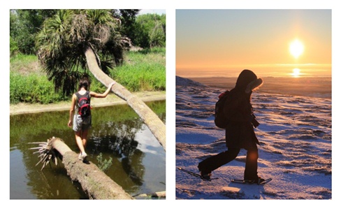 Seasonal variation across the continent! Left photo by Andrea Willingham; right photo by Katie Cullen