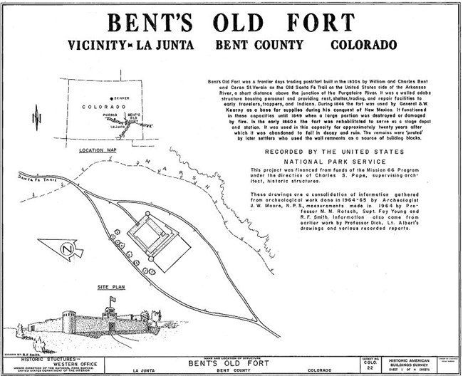 Architectural rendering of Bent's Old Fort