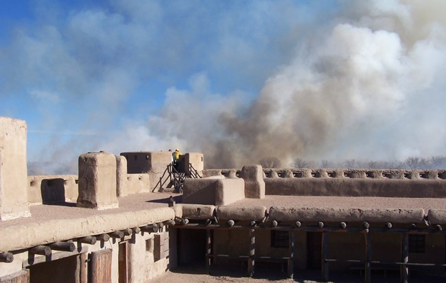 Prescribed burn viewed from fort