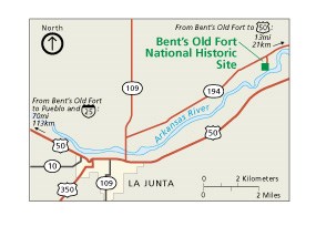Map of area near Bent's Old Fort National Historic Site