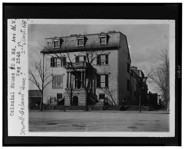 Exterior photo of three-story brick Sewall house