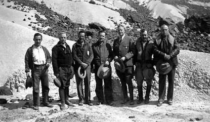 members of the International Park Commission pose in volcanic badlands near Castolon, 1936. members of the International Park Commission pose in volcanic badlands near Castolon, 1936.
