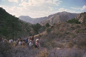 Mrs. Johnson hiking the Lost Mine Trail