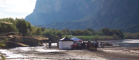 Film crew along the Rio Grande Film crew along the Rio Grande