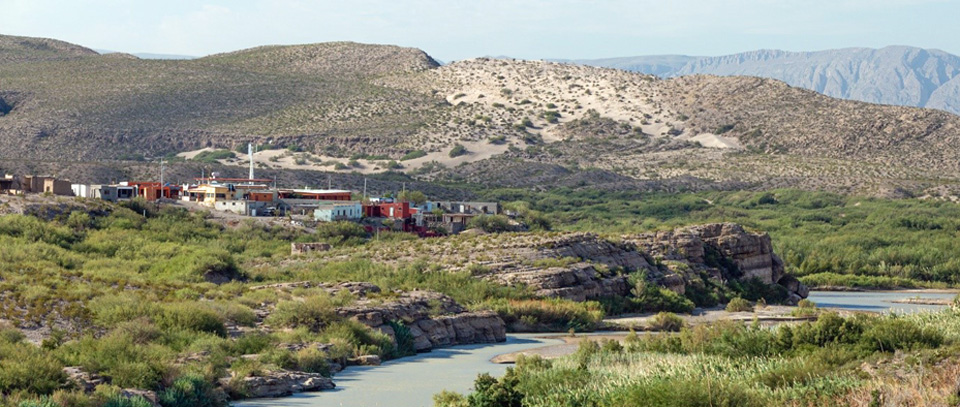 View across the Rio Grande to Boquillas Mexico