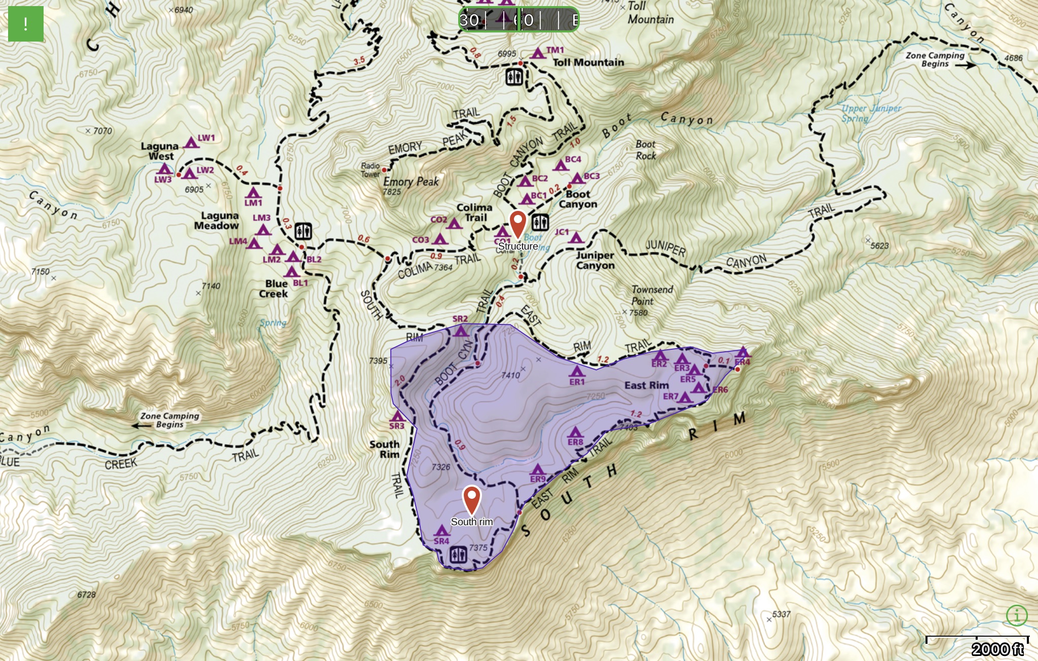 South Rim Fire Map 4-9