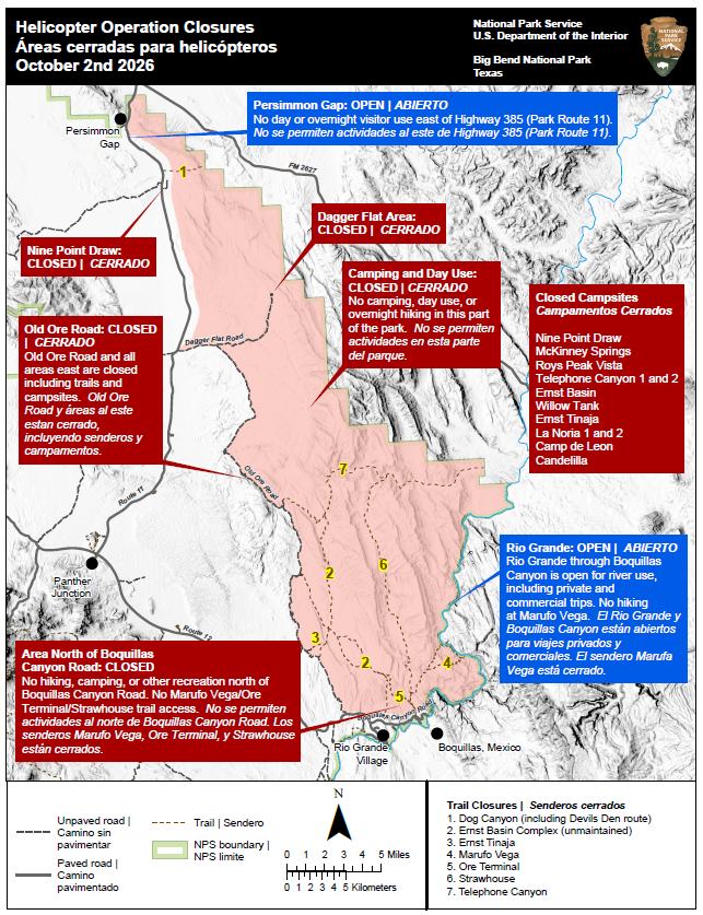 Helicopter Operation Closure Map Oct 2026 - 2