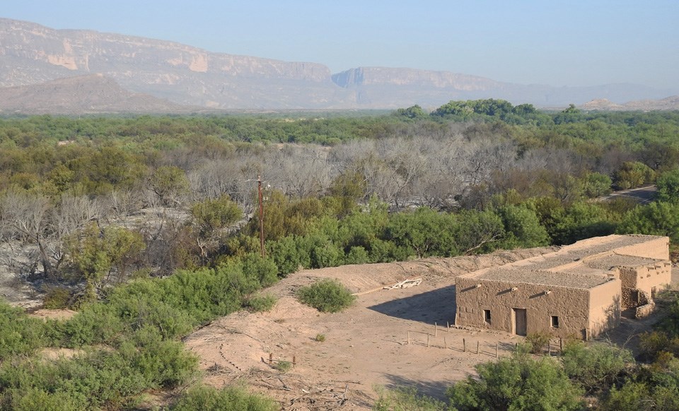 The flames came close, but the Alvino House, the oldest intact adobe structure in Big Bend National Park was spared.