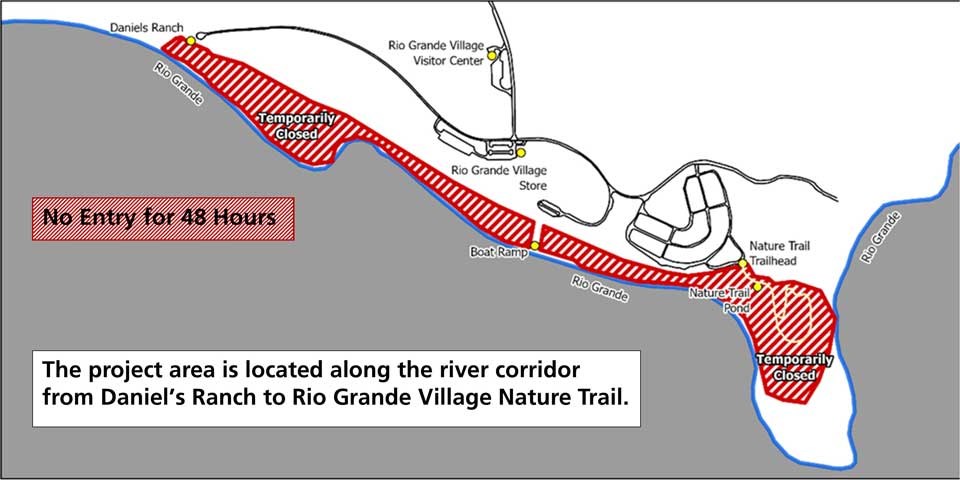 Map of area temporarily closed for herbicide treatment