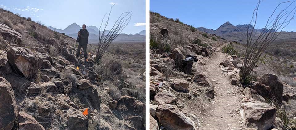 The Big Bend trail crew did a magnificent job planning the route and constructing the trail. The Big Bend trail crew did a magnificent job planning the route and constructing the trail.