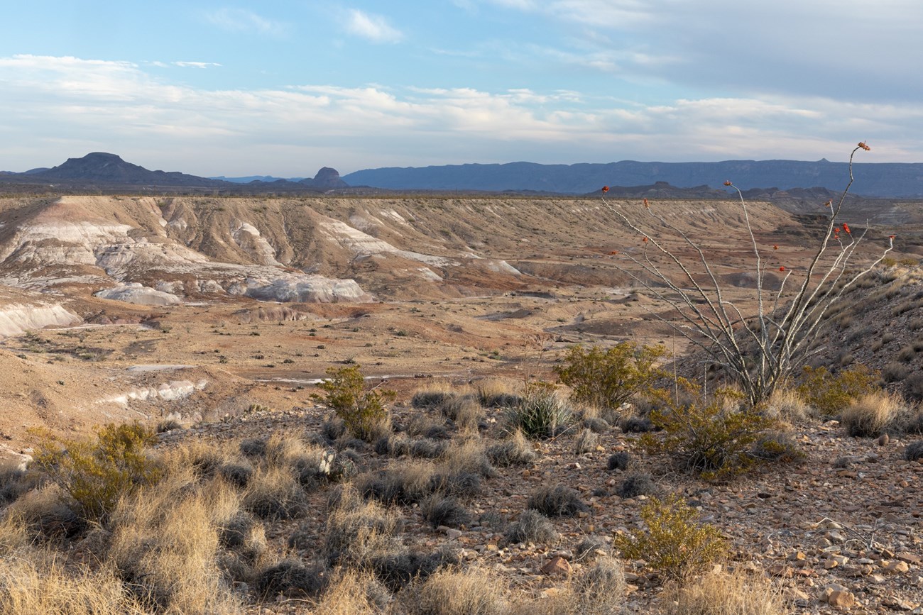 View of badlands from the Grand View Campsites