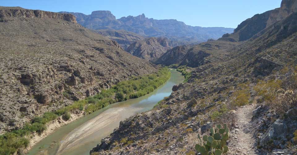 View of the Del Carmens and Rio Grande along the Marufo Vega Trail