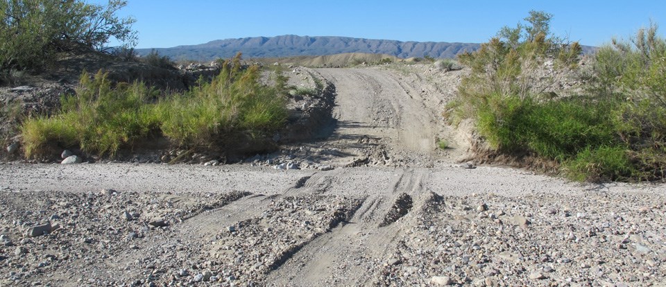 The River Road travels through and across many desert washes.