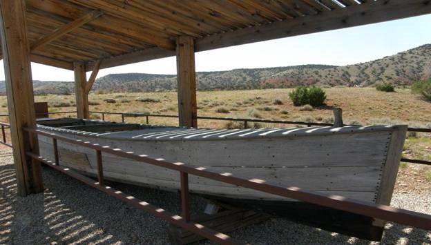 Replica of Doc Barry's boat on display at Barry's landing