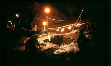 Excavation at Natural Trap Cave Excavation at Natural Trap Cave