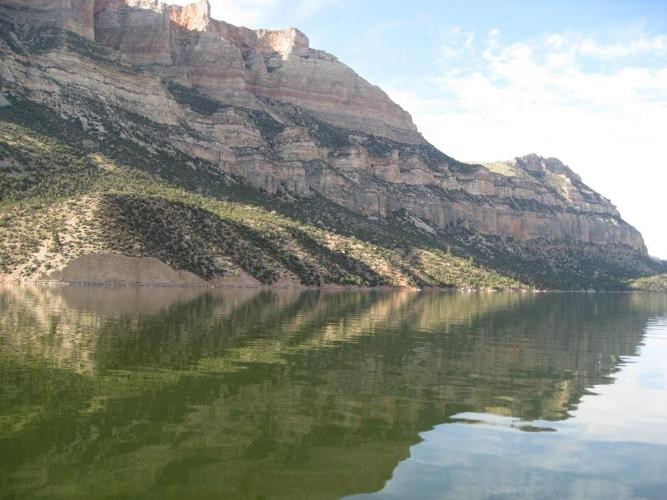 Bighorn Lake and the canyon create a stunning reflection