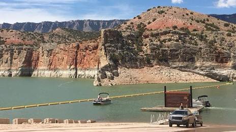 Several boats at Barry's Landing Boat Ramp.