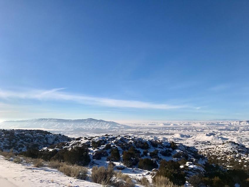 BICA south district in winter Snow lays on the rolling hills of the south district.