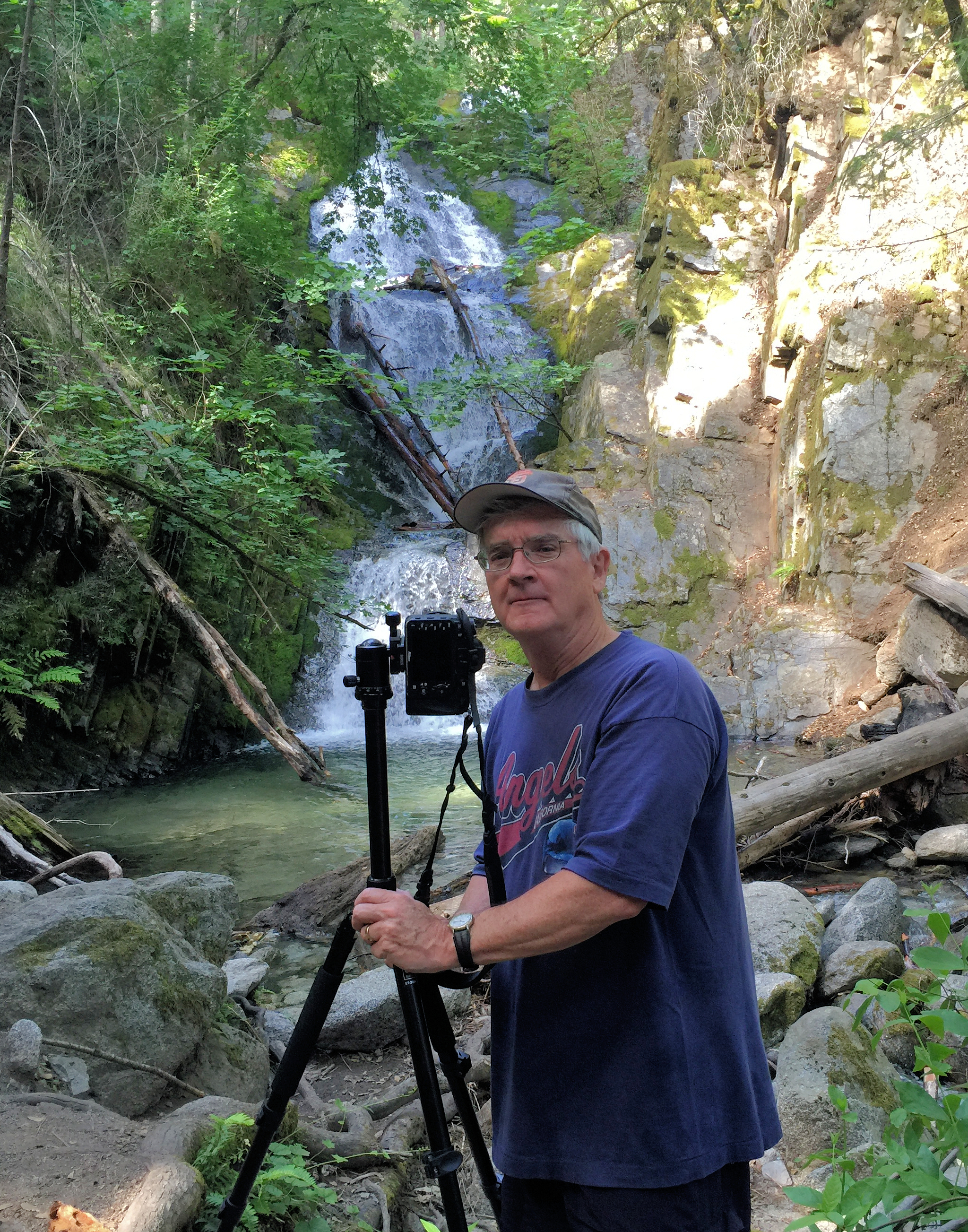 Jim Schlett in front of a waterfall at Whiskeytown. Jim Schlett in front of a waterfall at Whiskeytown.