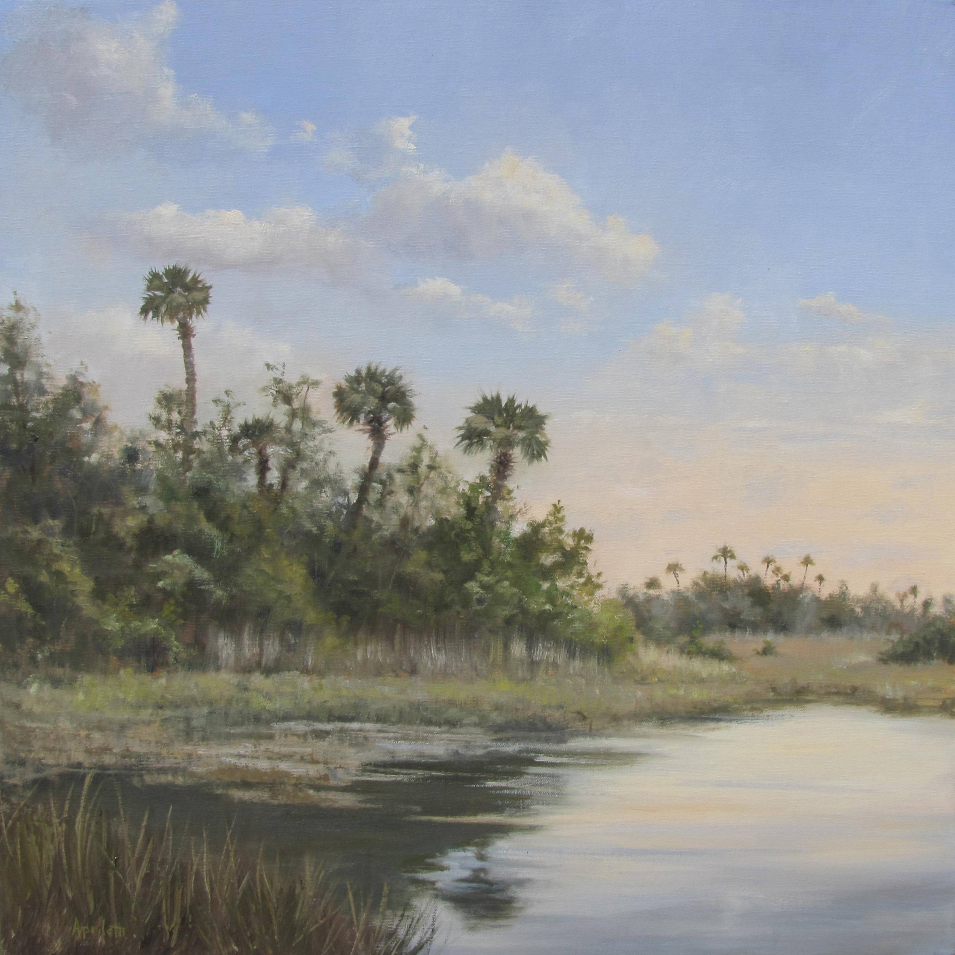 Marshland Sundown_20x20_oil