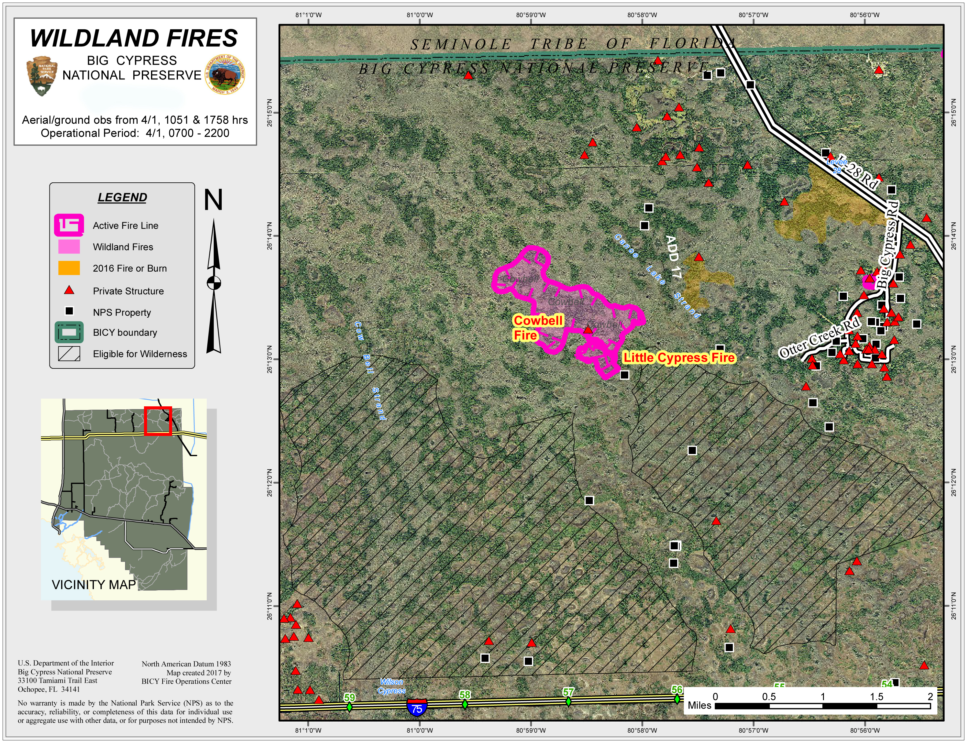 Cowbell Fire 4.1.17 map of location for Cowbell Wildfire