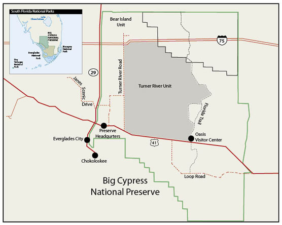 Preserve map highlighting Turner River Unit.