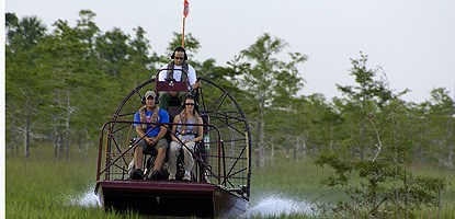 Airboat in prairie Airboat in prairie