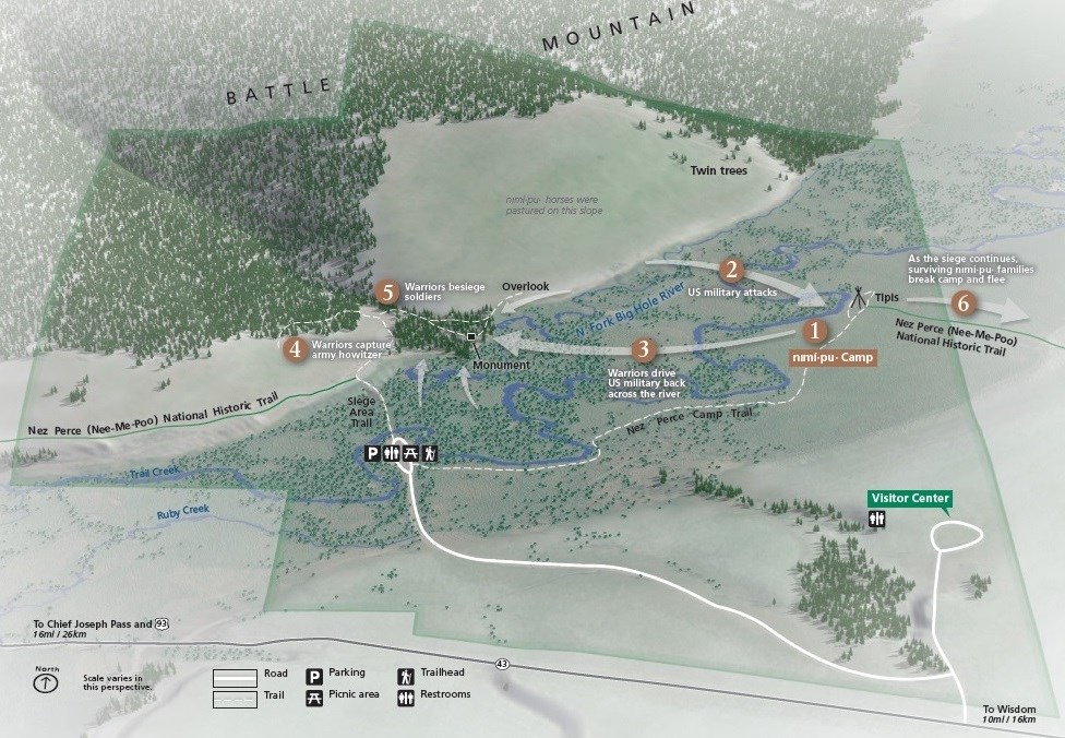 A map showcasing the different movements and events during the battle.