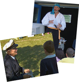 Park staffers portray a pirate and millionaire Mark Honeywell.