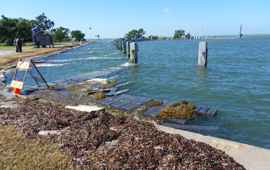 Damaged piers at Elliott Key